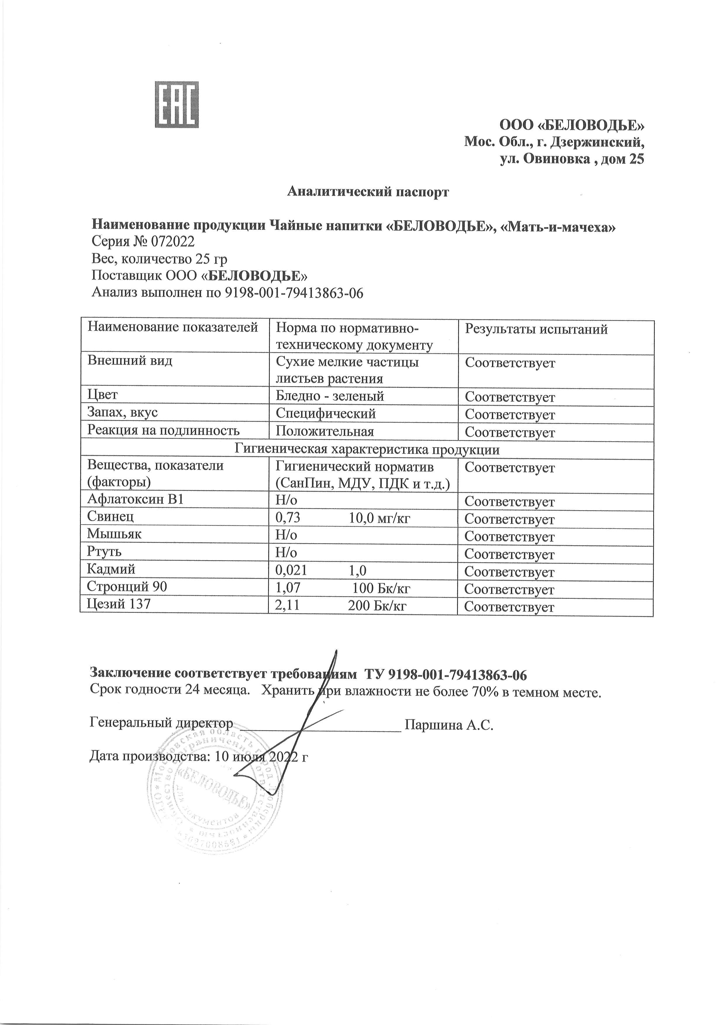 Паспорт №072022
